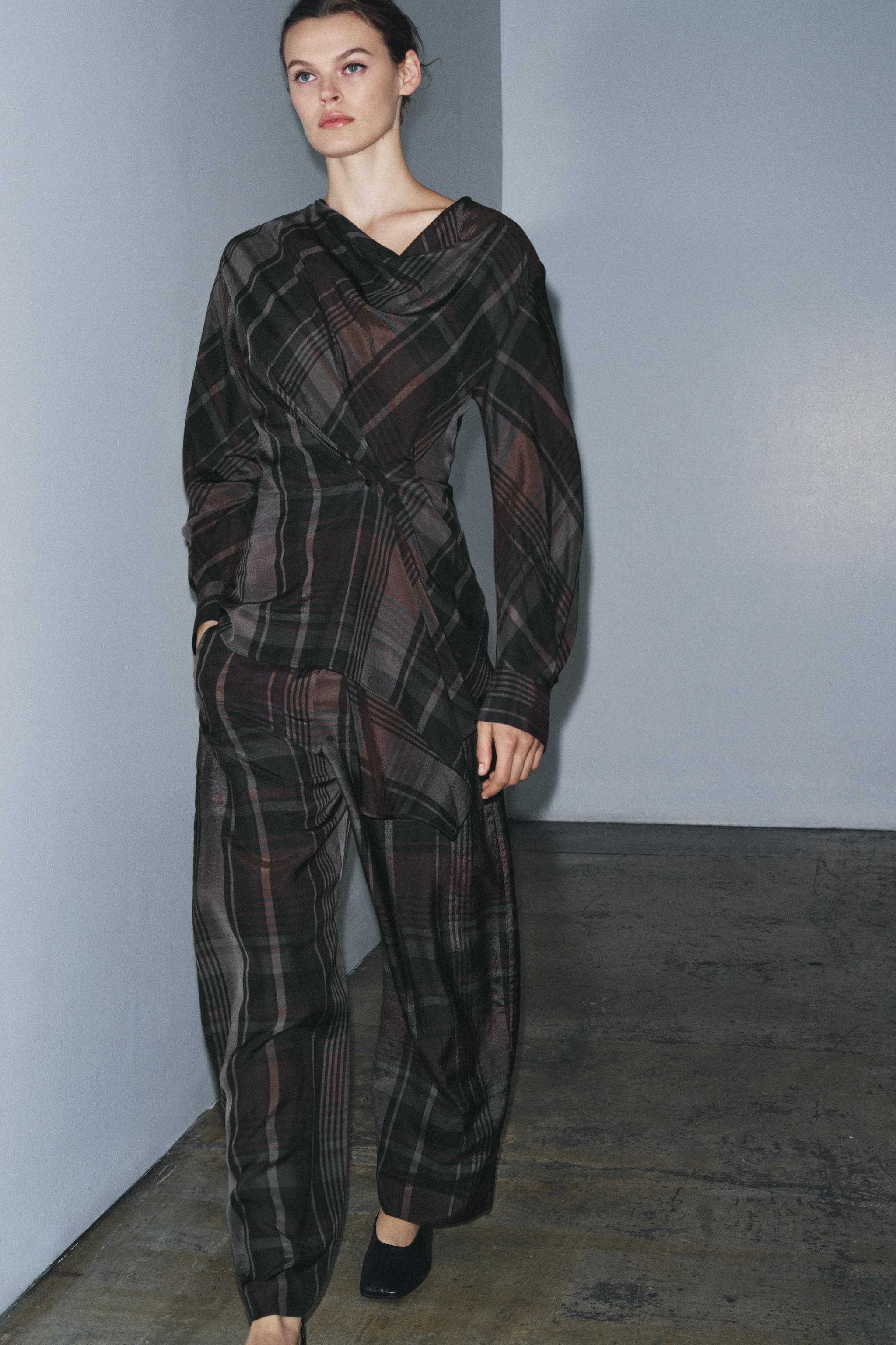 ZW COLLECTION PLAID BALLOON PANTS